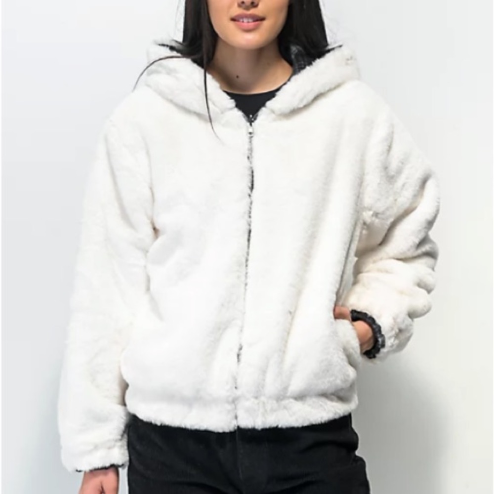 Cali 1850 Reversible Black Flannel & Faux Fur Jacket